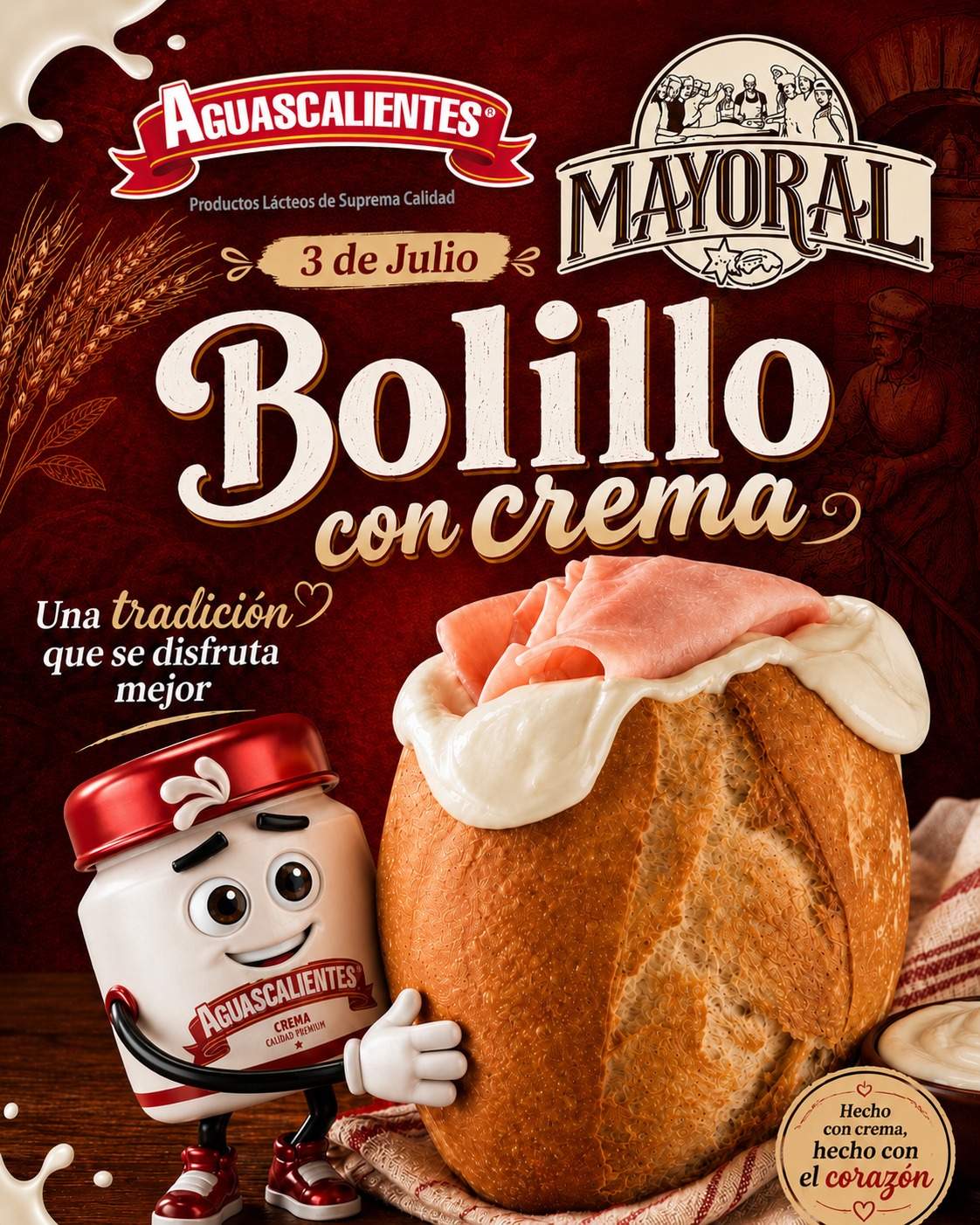 Bolillo con Crema